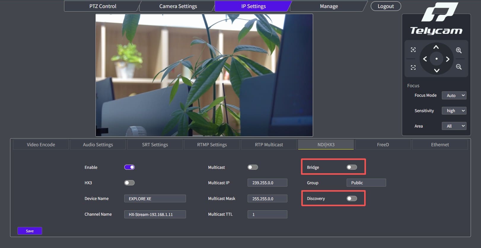 Встроенная поддержка NDI Bridge